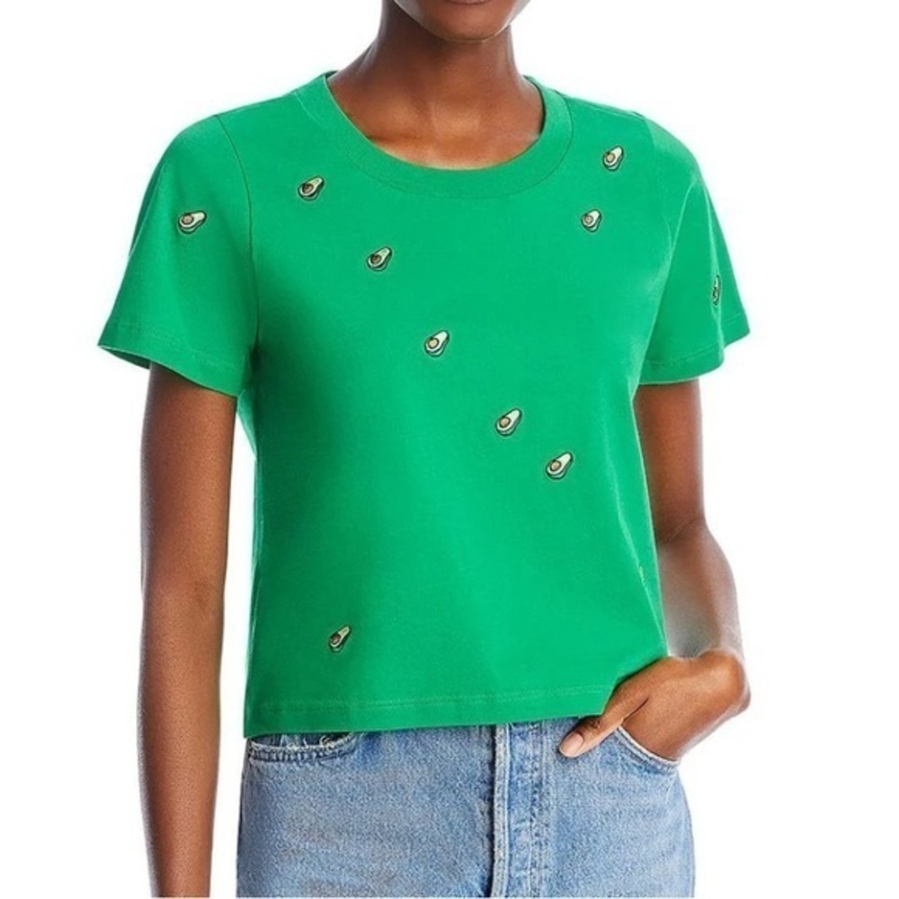 Chaser Green Cotton Embroidered Avocados Tee
